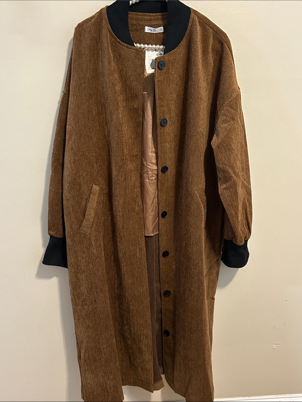 NEW Cozy Co Corduroy Long Button Up Duster Coat Jacket Plus Size 1X Brown